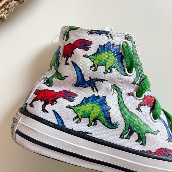Converse High Top All Star Dinosaur Sneakers | Kids Size 1 - Picture 9 of 11